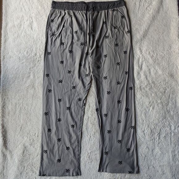 Rainforest Lounge Pants Men's L Grey Allover Print Pockets Drawstring Super Soft - Picture 1 of 11